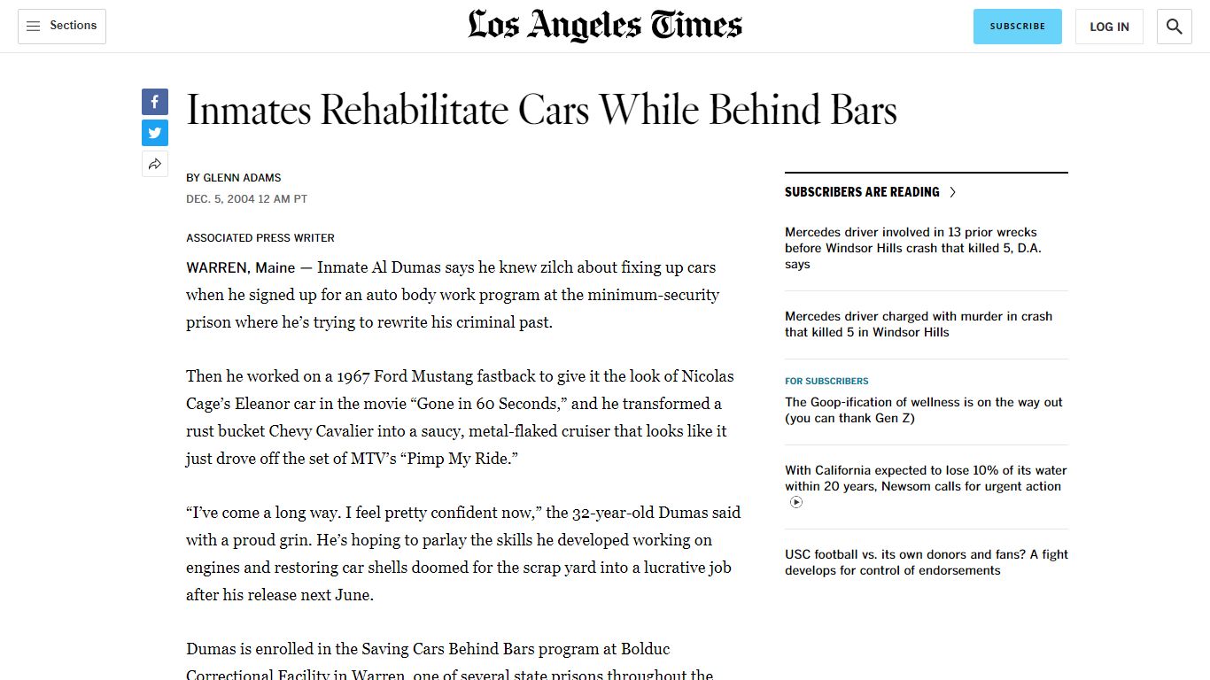 Inmates Rehabilitate Cars While Behind Bars - Los Angeles ...